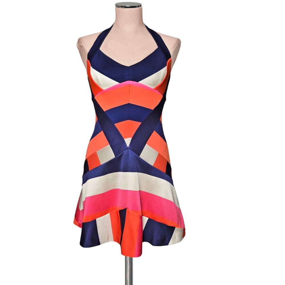 DIANE VON FURSTENBURG Dvf Colorful Panel Zip Back Halter Dress 2